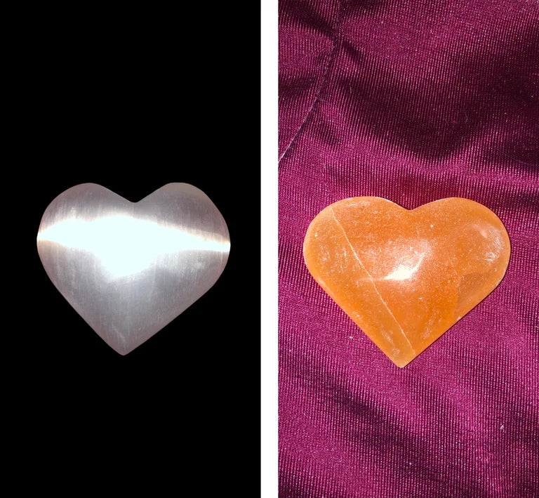 Selenite Heart or Peach Selenite Heart