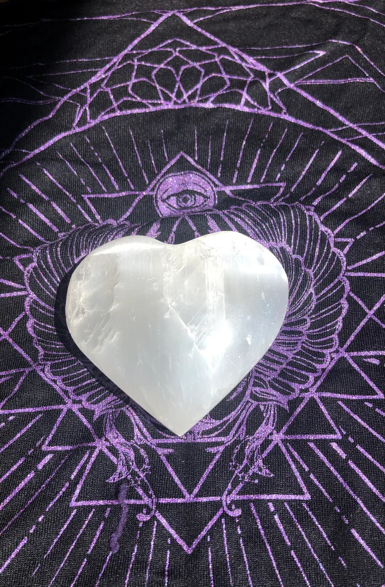 Selenite Heart or Peach Selenite Heart