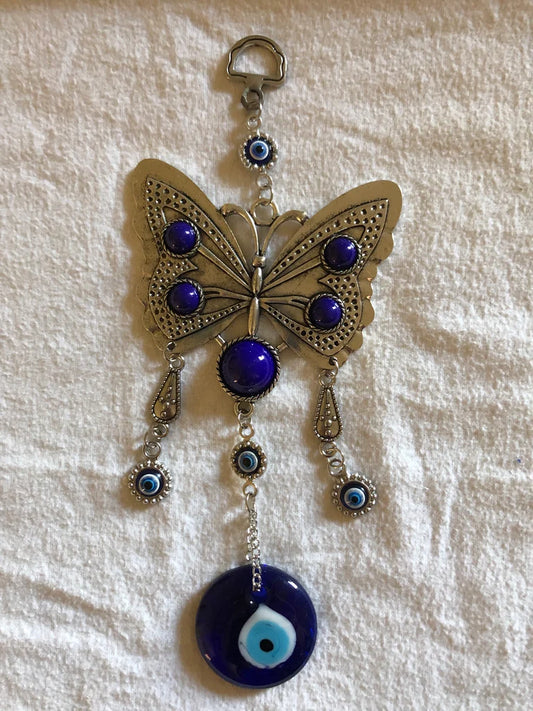 Turkish Blue Evil Eye (Nazar)  Butterfly Hanging Amulet