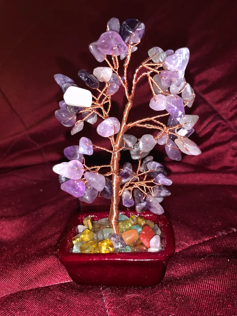 Mini Bonsai style Tree with Quarts Crystals.