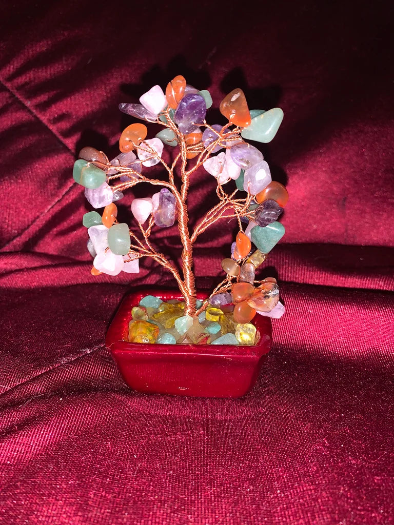 Mini Bonsai style Tree with Quarts Crystals.