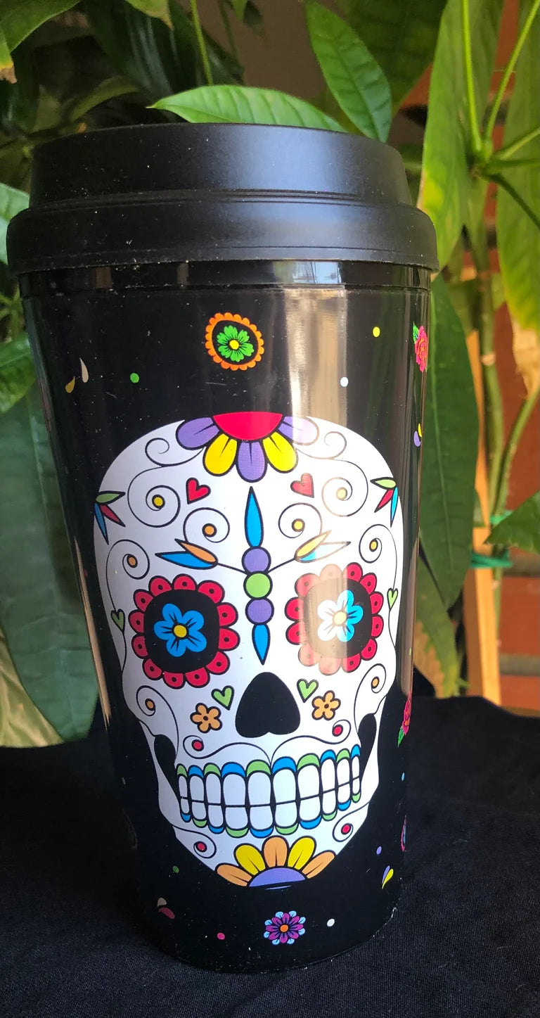 Plastic Sugar Skull Cup with Lid