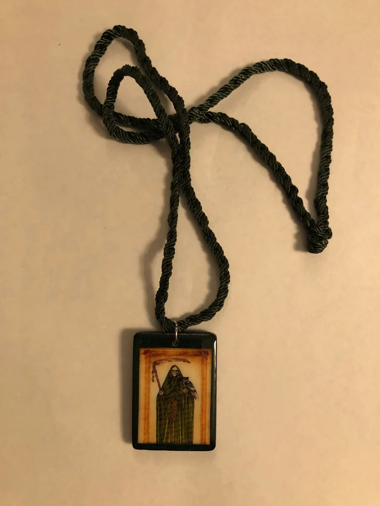 Santa Muerte Rope & Wood Necklace