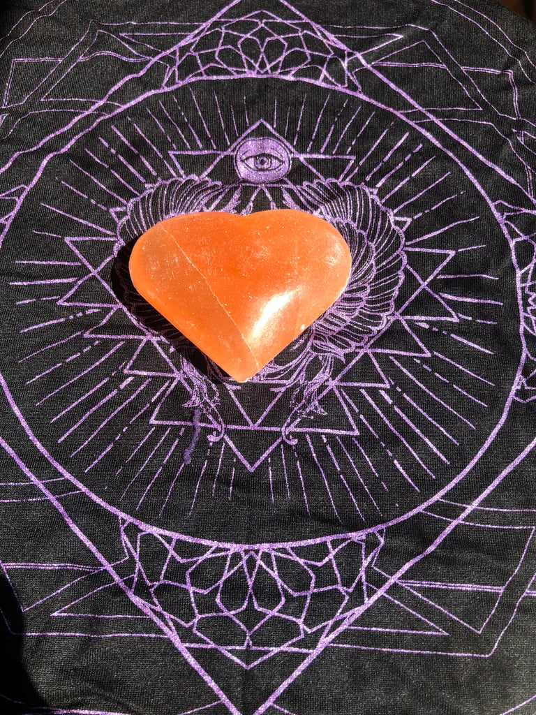 Selenite Heart  or Peach Selenite Heart